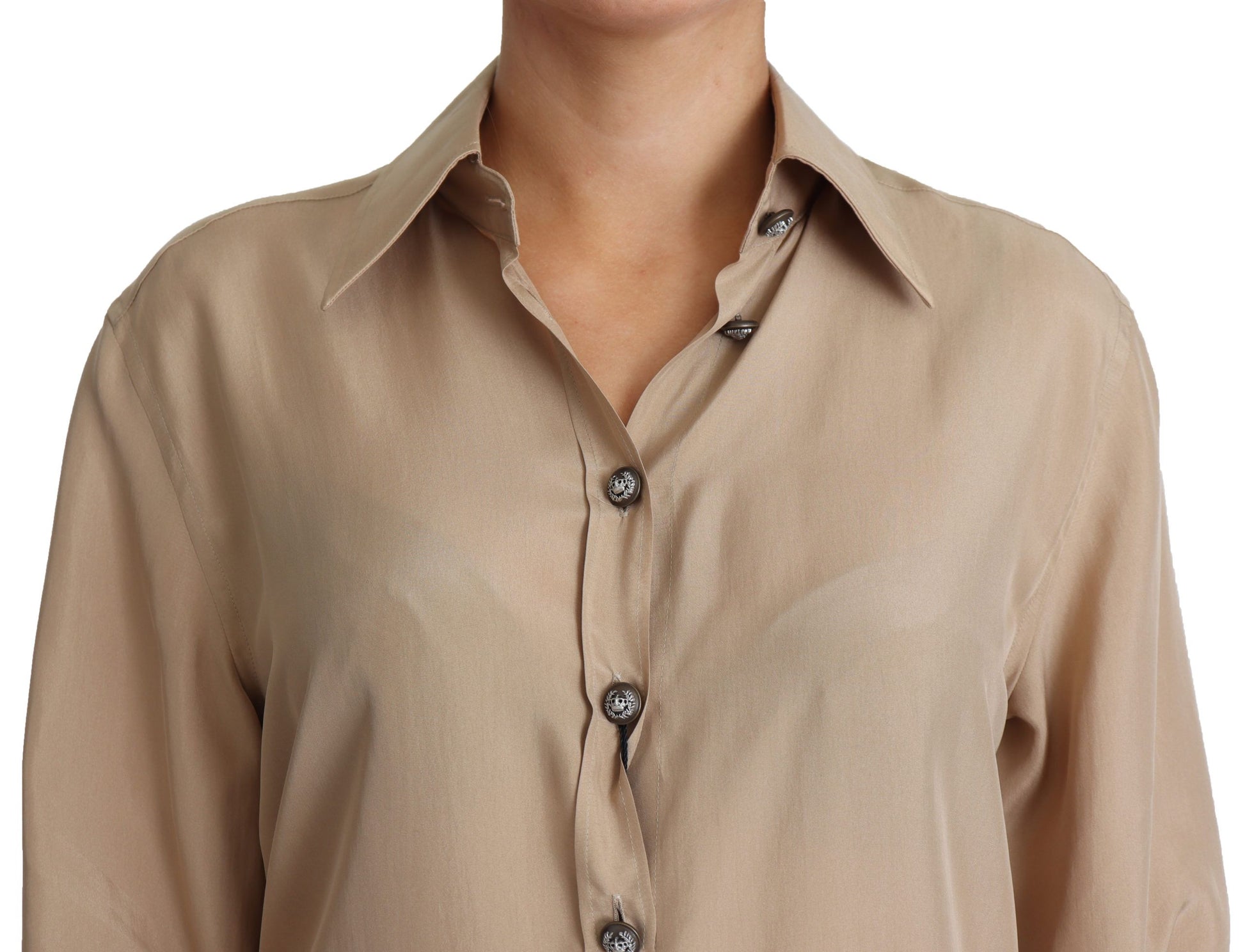 Tan collared shirt with buttons