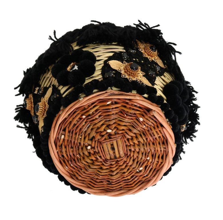 Wicker basket with fringe detailing
