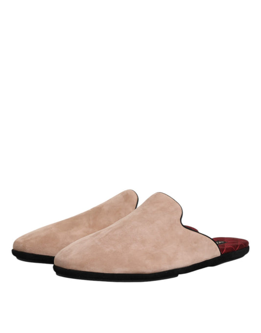 Pair of brown suede slippers