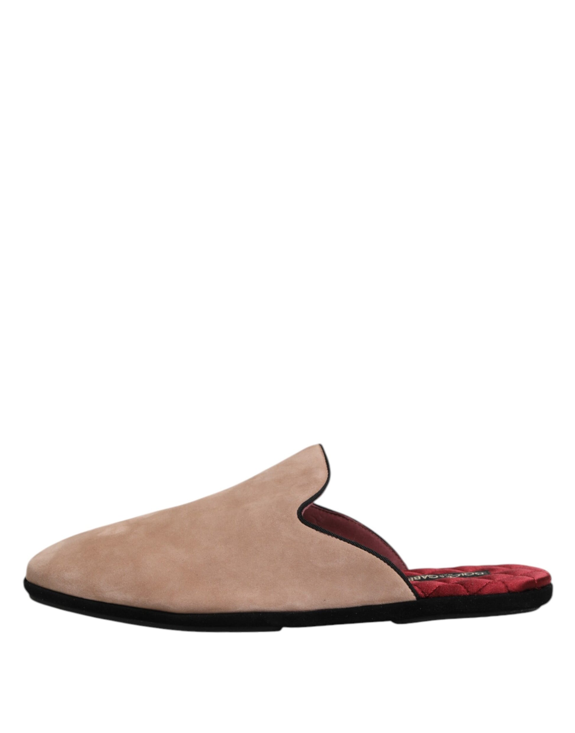 Brown slipper with red interior