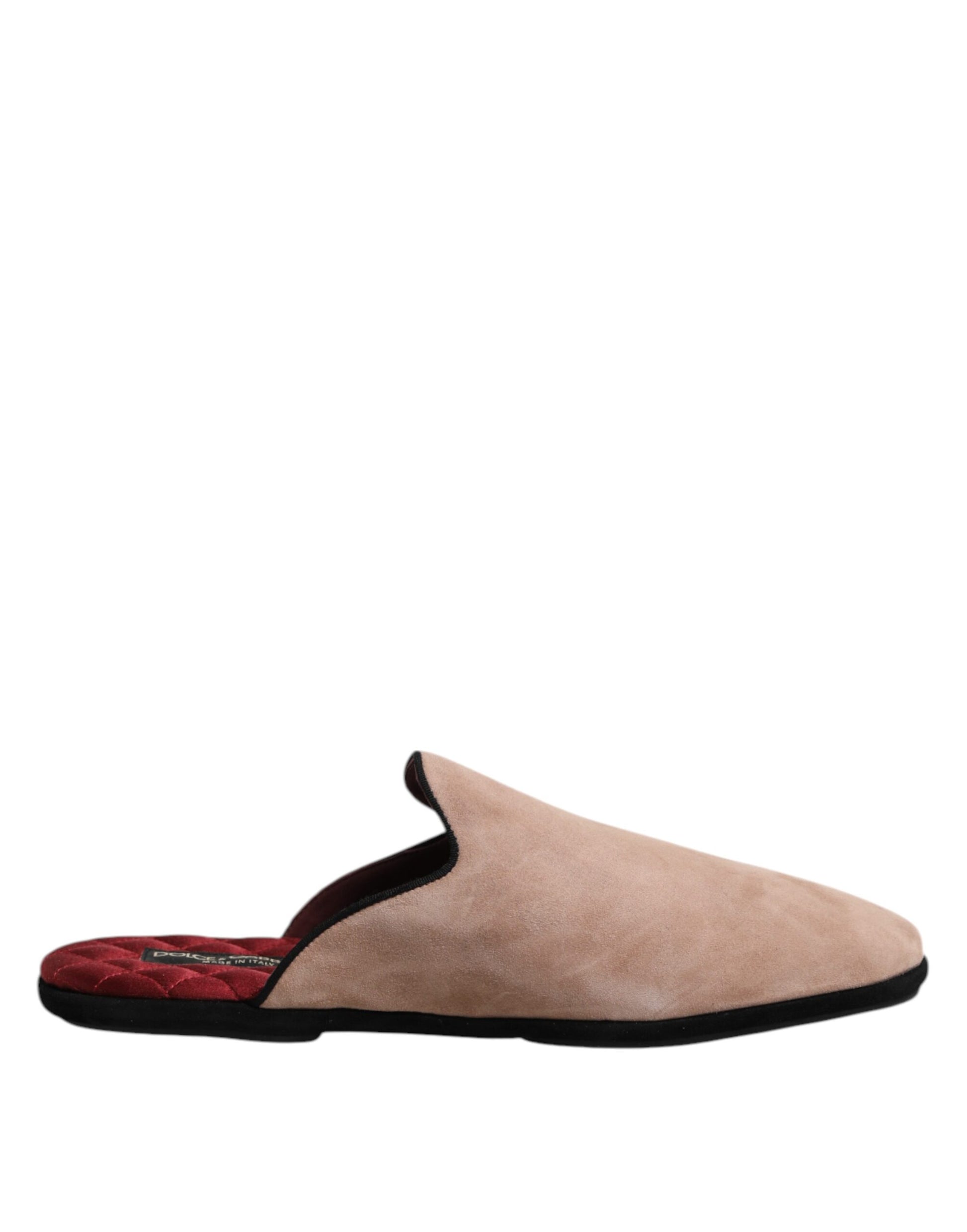 Brown slipper with red trim