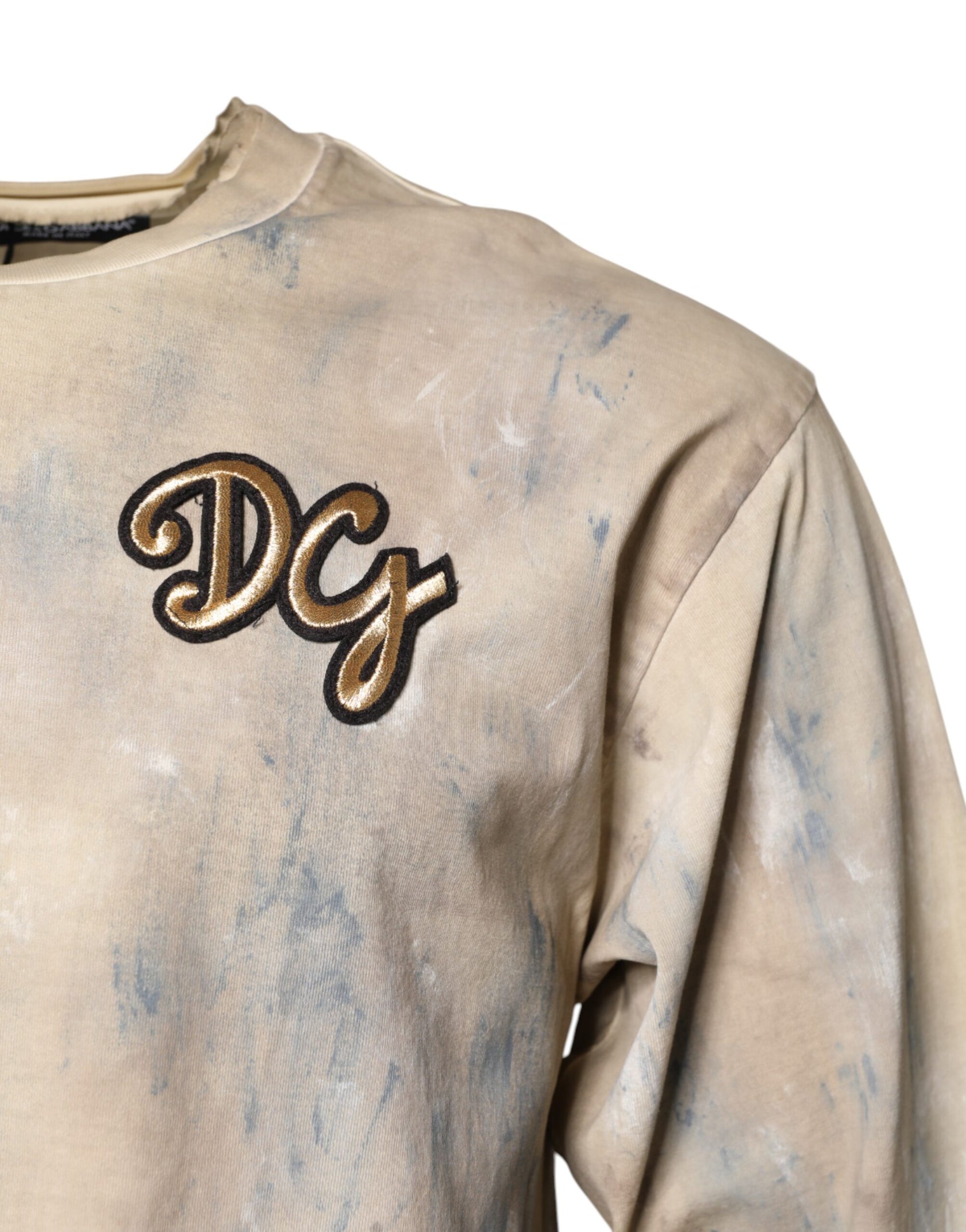 Dirty white sweatshirt with embroidered initials DC on front
