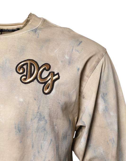 Dirty white sweatshirt with embroidered initials DC on front