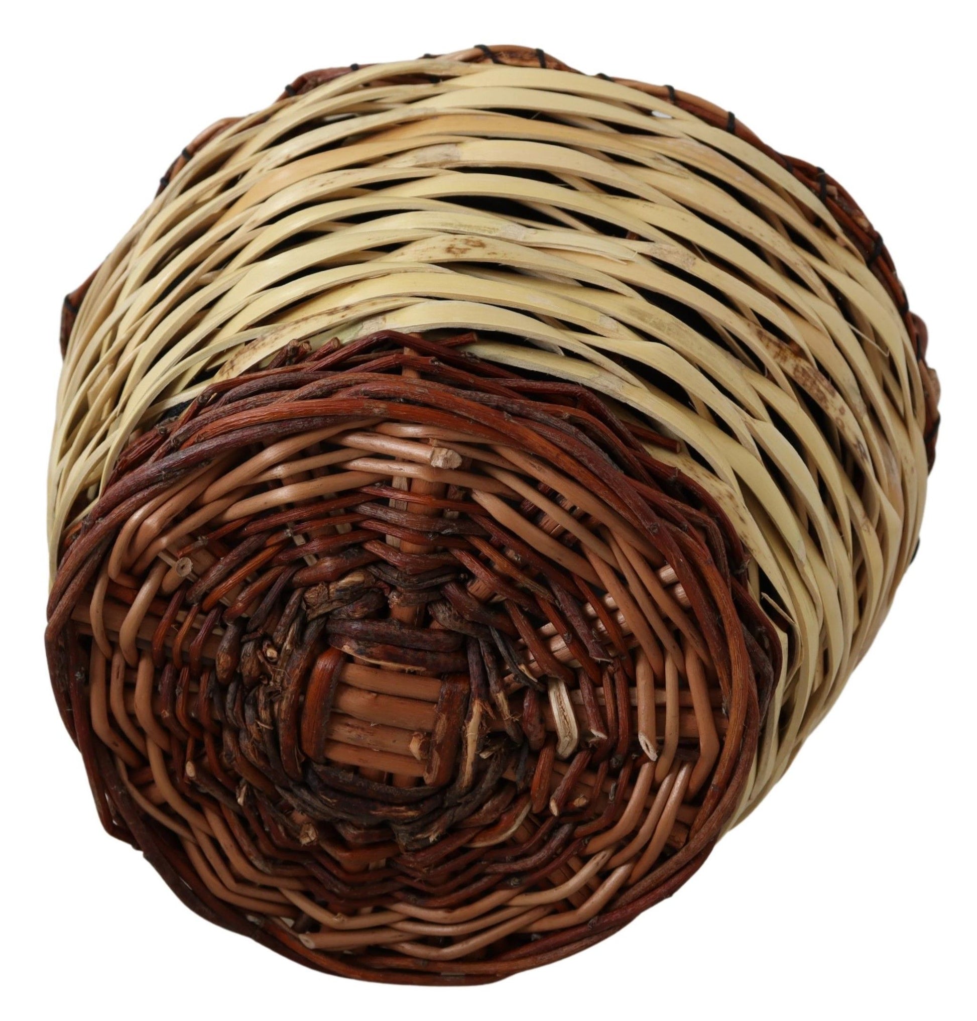 Wicker basket with rolled fabric inside