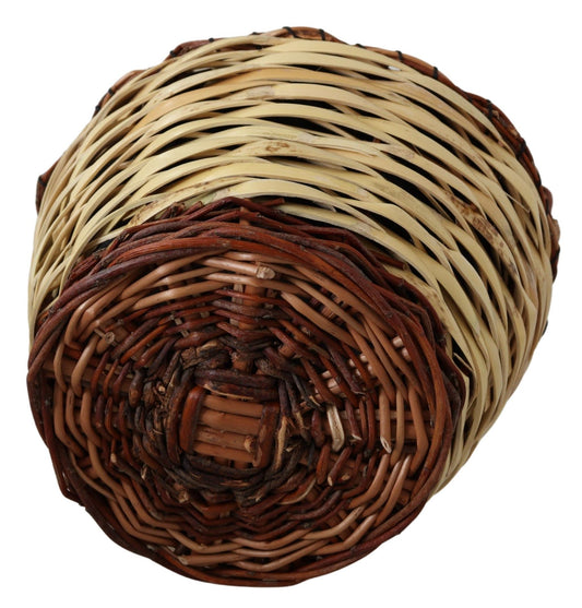 Wicker basket with rolled fabric inside