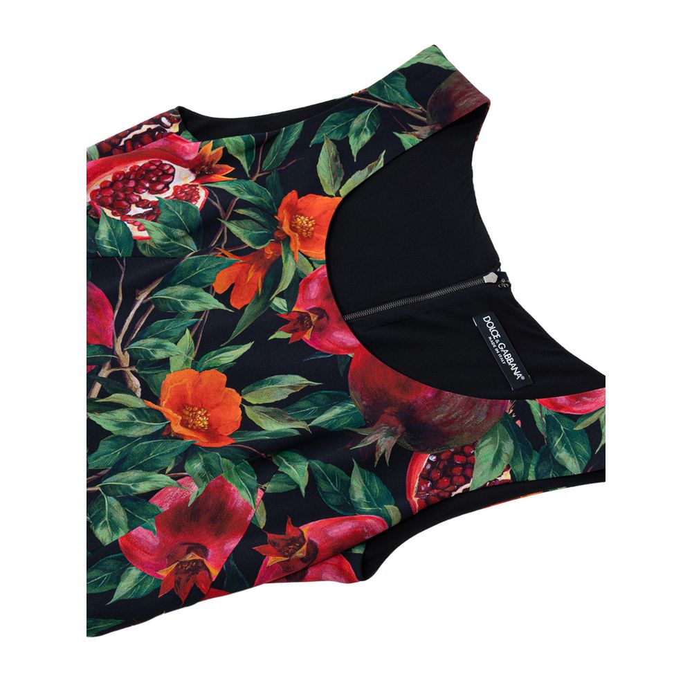 A black and red floral print dress with a V-neckline