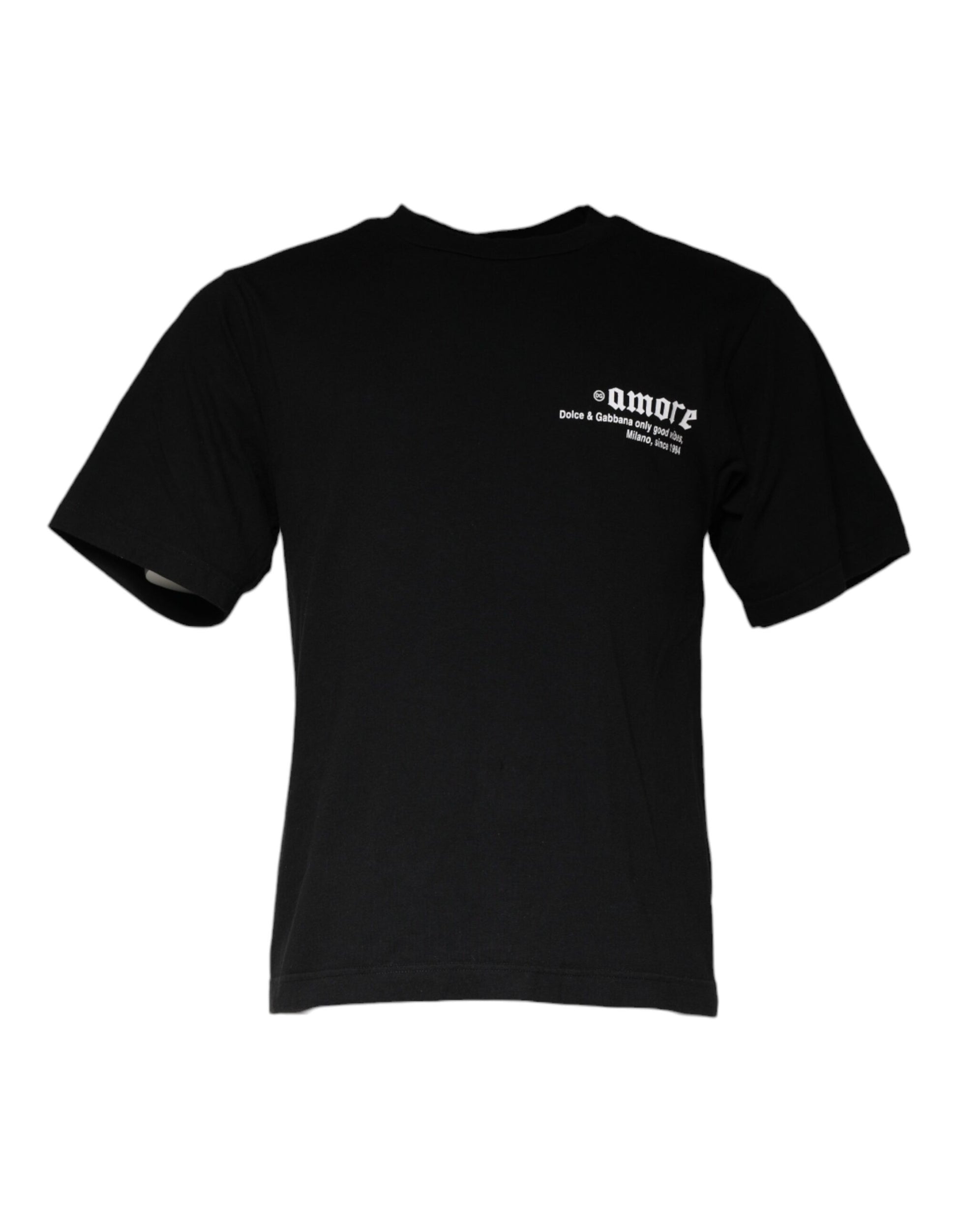 Black t-shirt with white stripes on sleeves