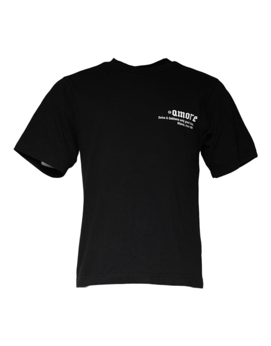 Black t-shirt with white stripes on sleeves