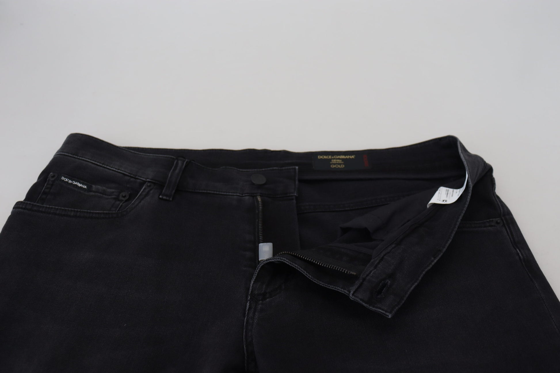 Pair of black jeans on display