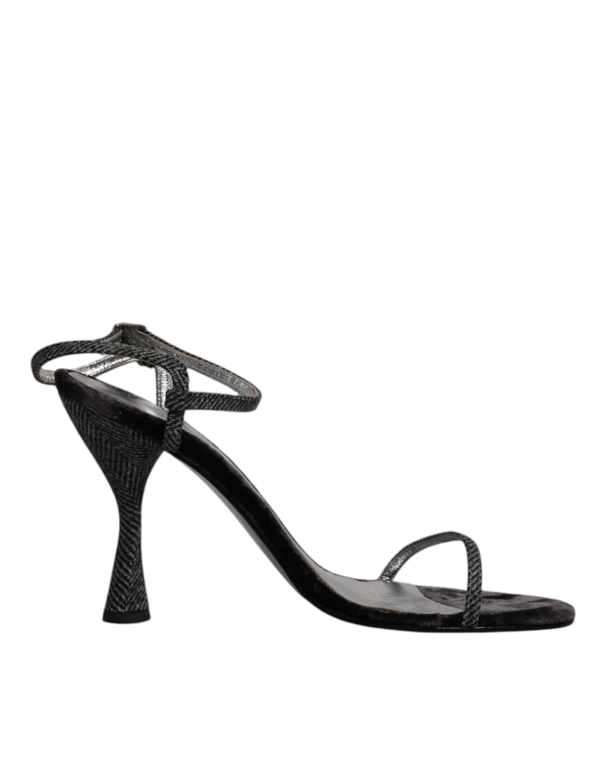 High heel sandal with strap over foot