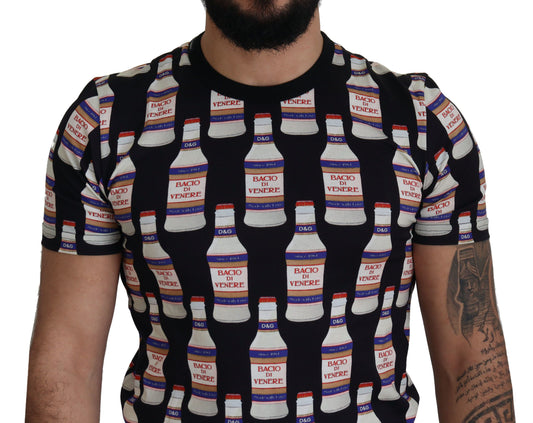Black t-shirt with white bottle design