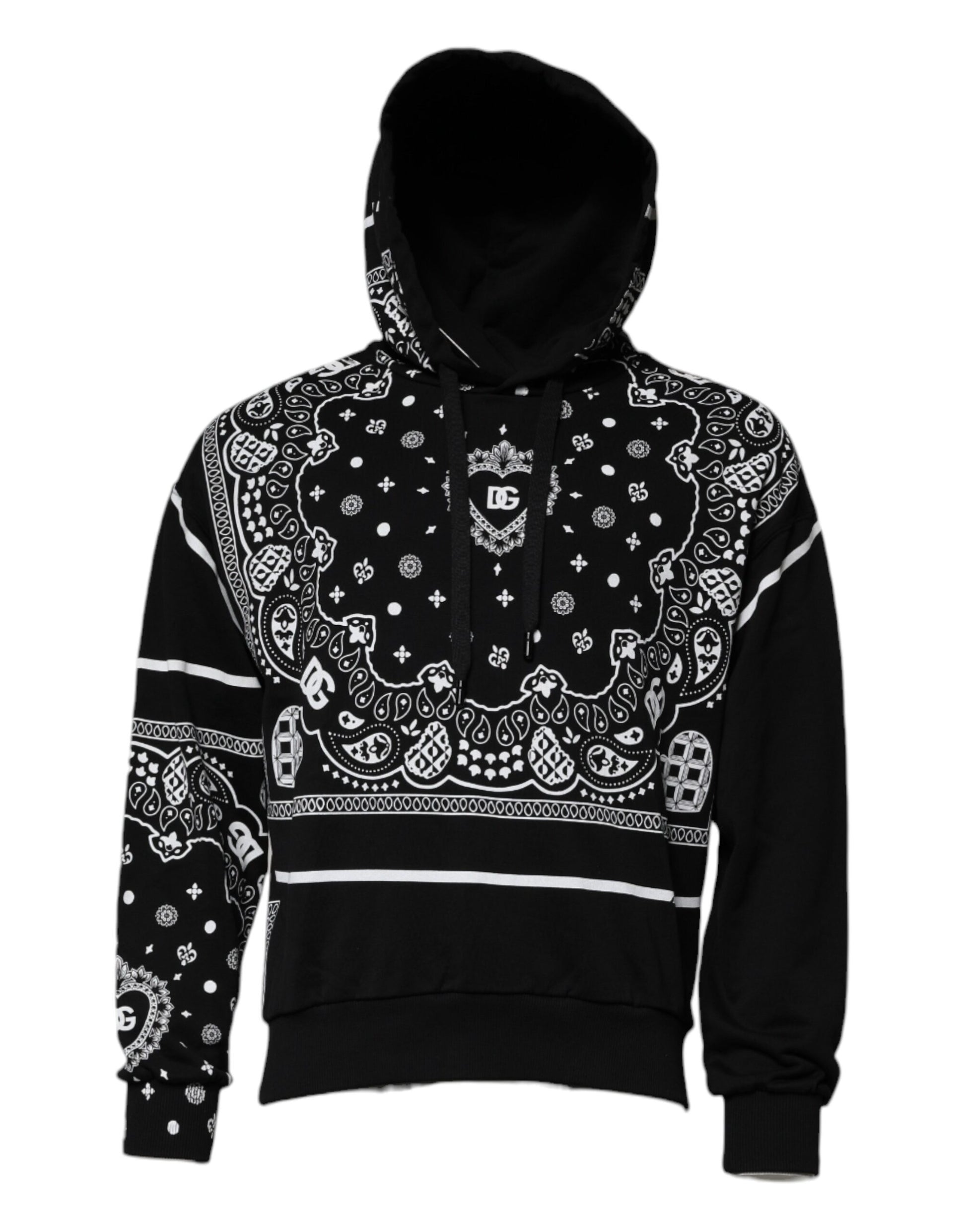 Black hoodie with white skulls and crossbones design