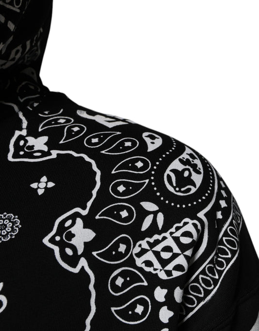Black bandana with white designs on neck