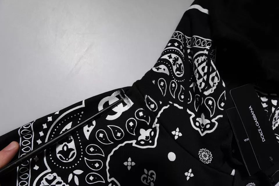 Black bandana with white designs