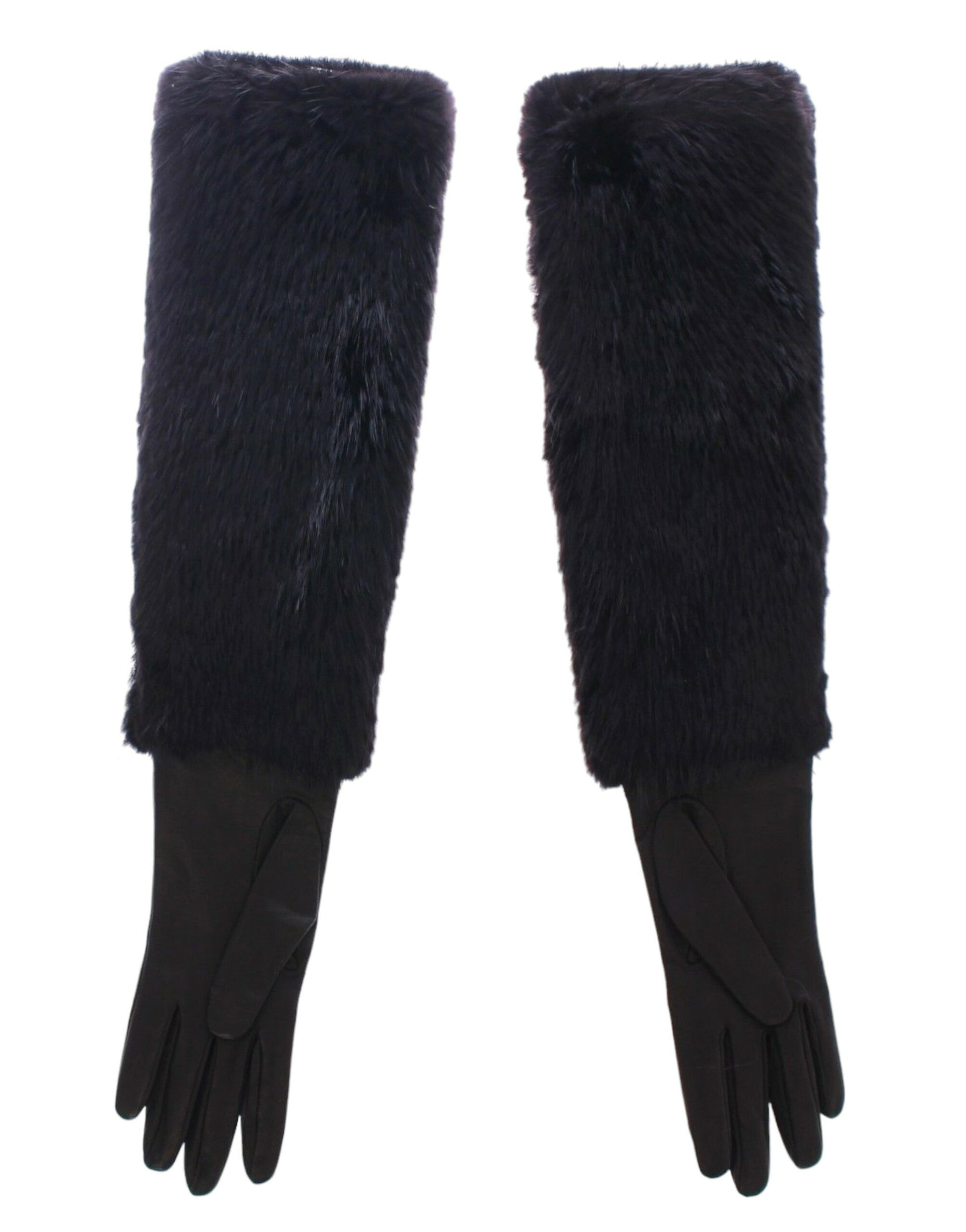 Pair of black furry gloves