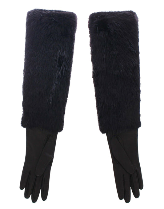 Pair of black furry gloves