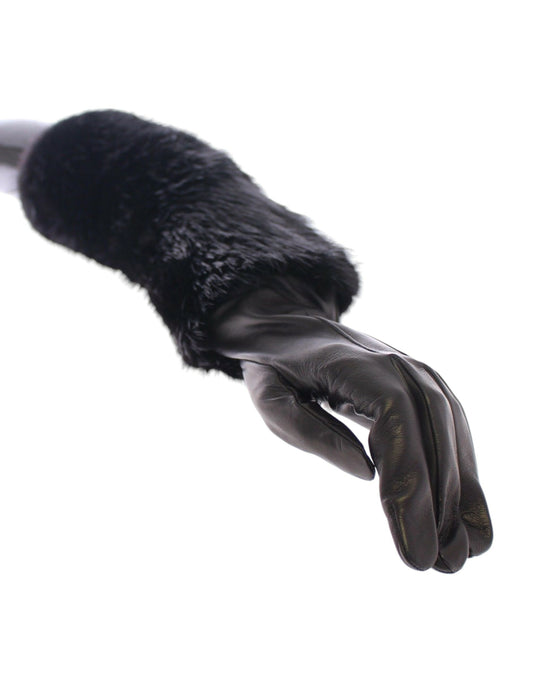 Black glove with fur trim