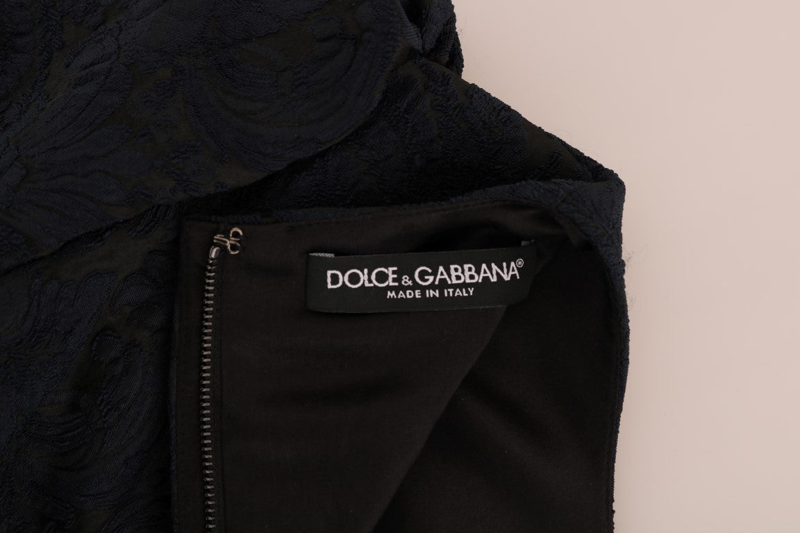 A black blue flare mini dress from Dolce & Gabbana with a zipper on the front