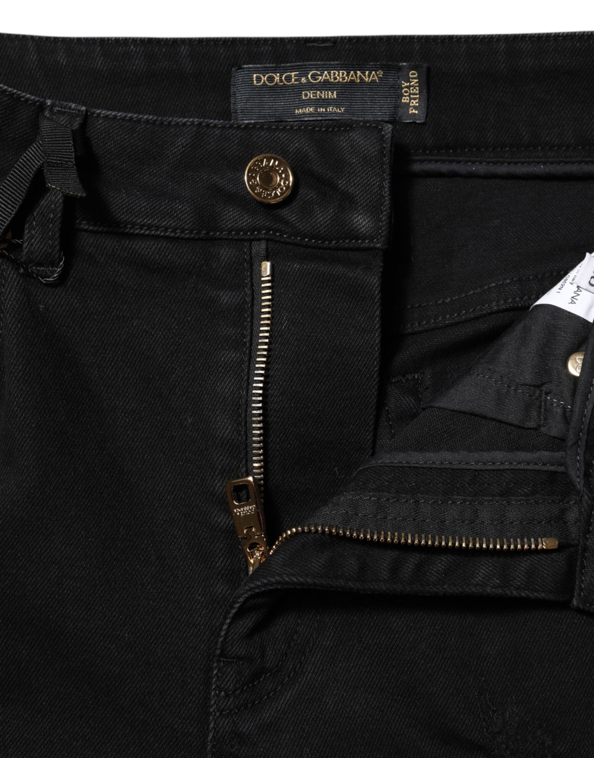 Pair of black jeans with zippered side pockets