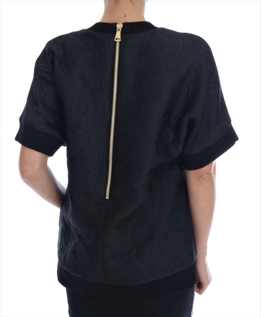 Dark blue shirt with zipper detail on back