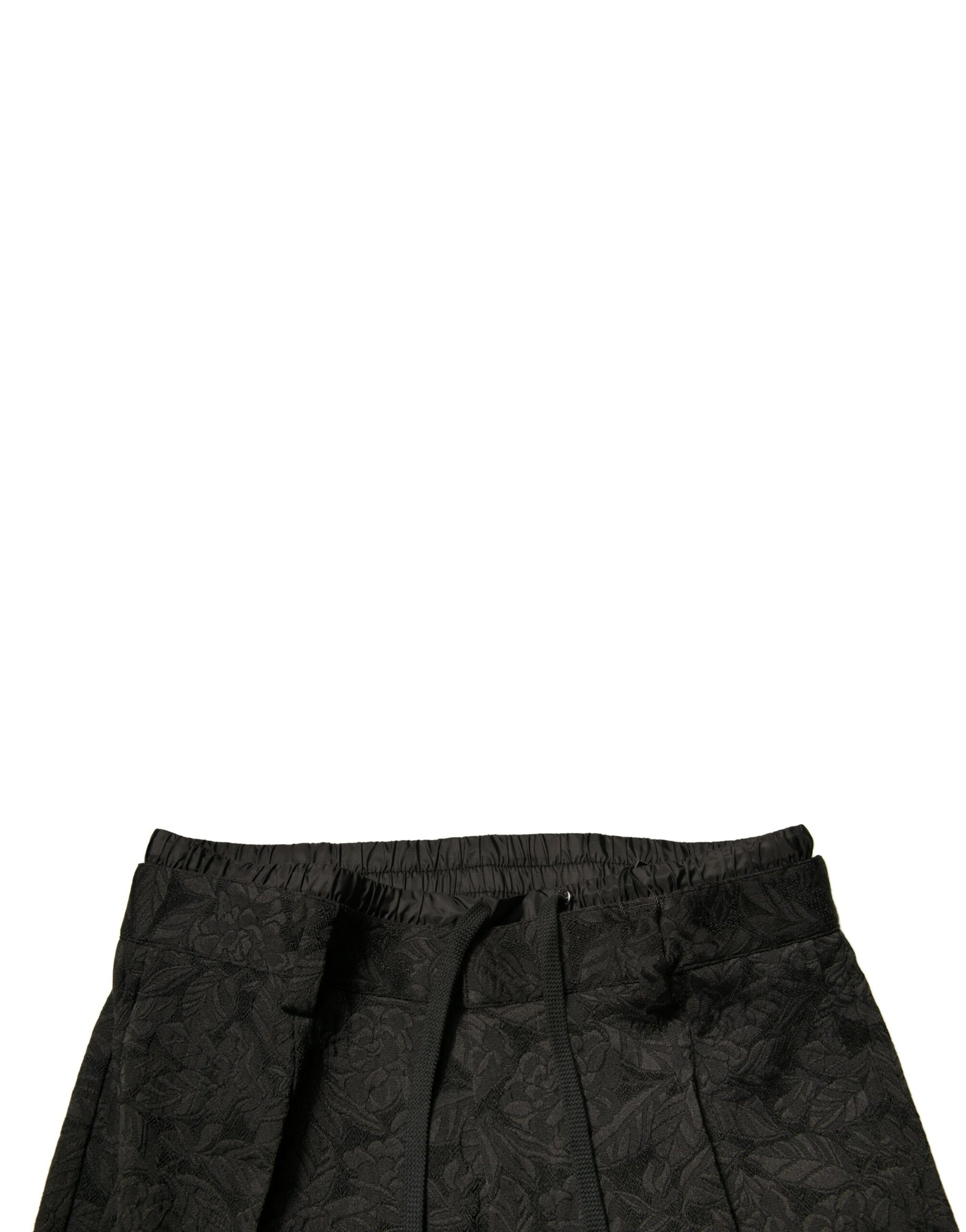 Black shorts with a patterned waistband