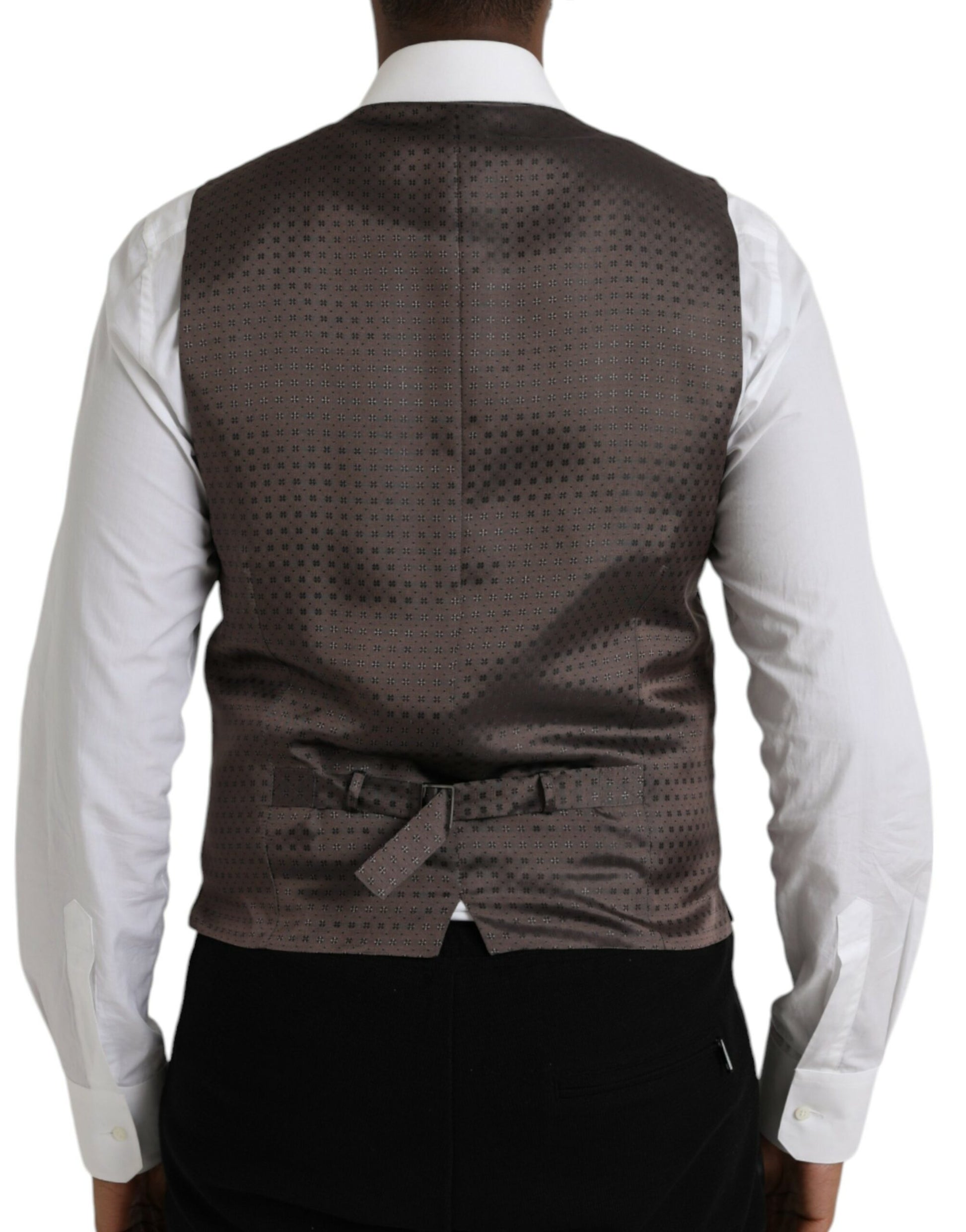 A black brown silk waistcoat vest from Dolce & Gabbana