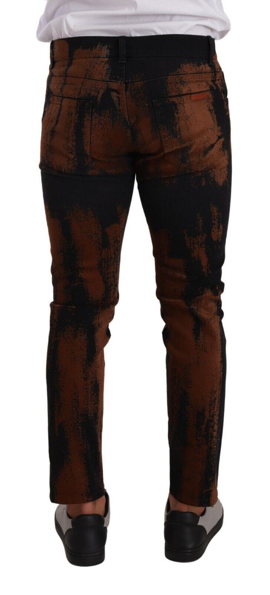 Brown pants with distressed design