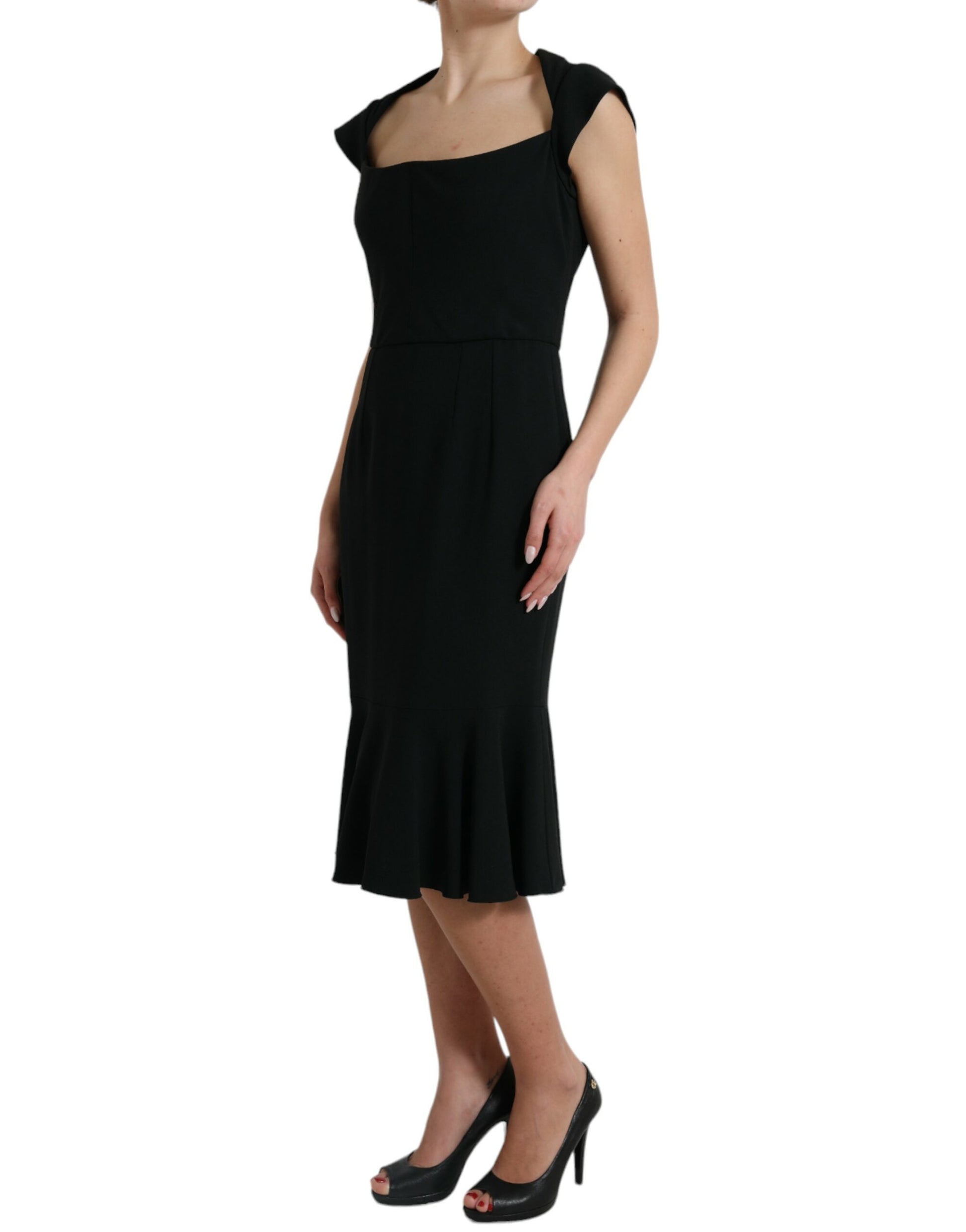 A black cady viscose sleeveless dress from Dolce & Gabbana