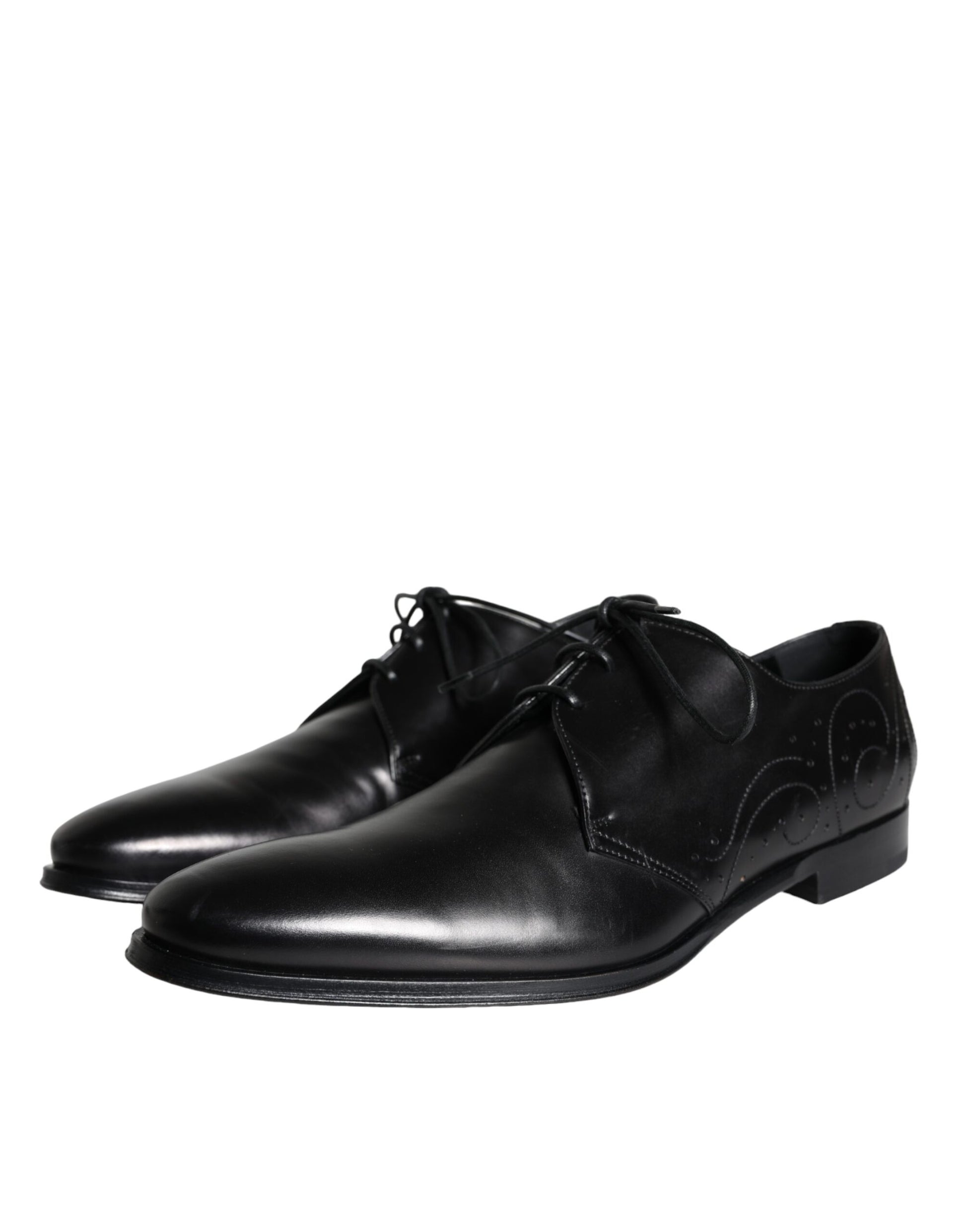 Pair of black leather dress shoes with laces, featuring a derby style and possibly from the brand Dolce & Gabbana