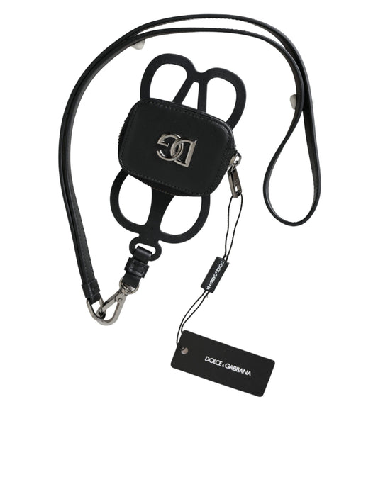 Black leather dog collar with metal clasp and tag