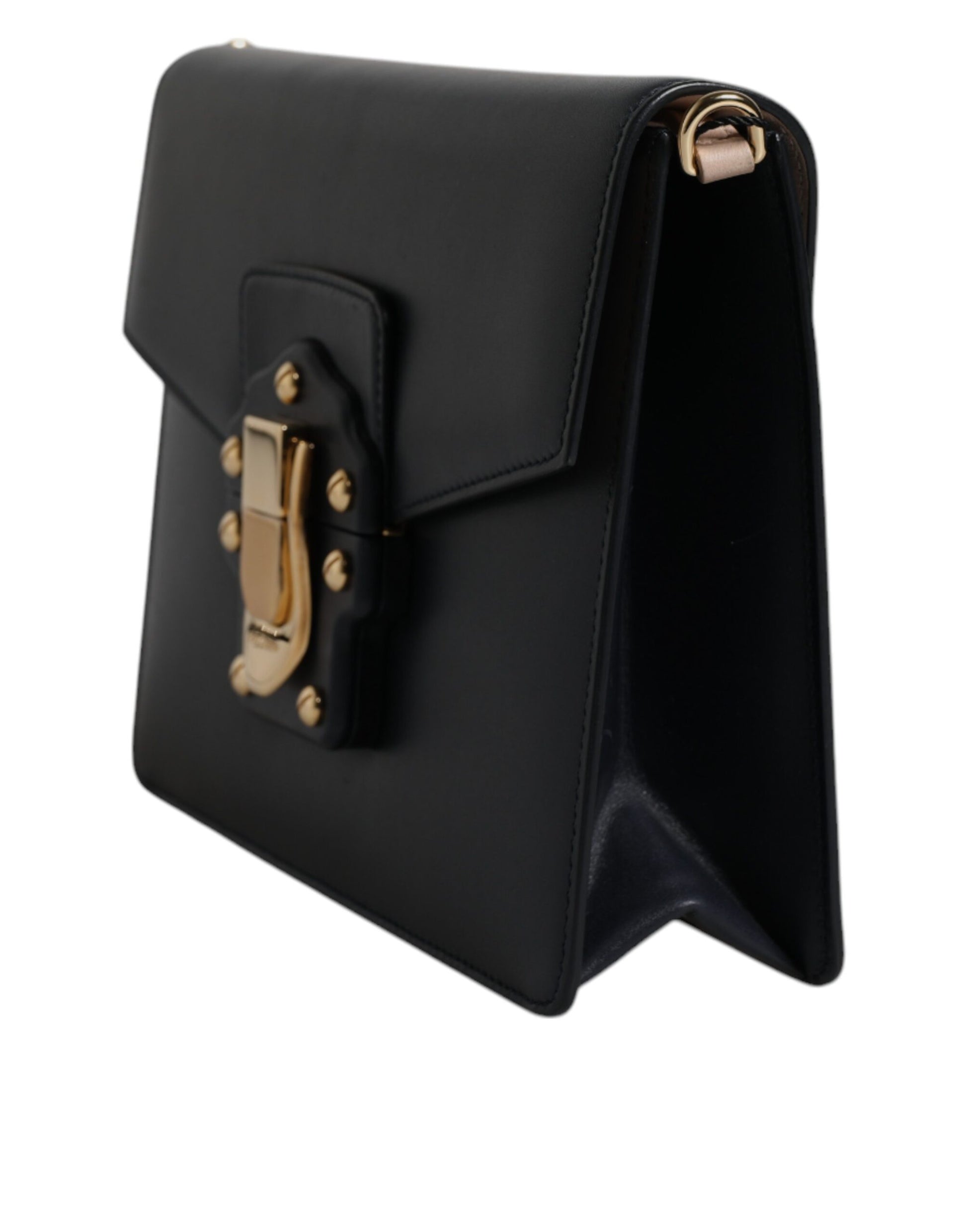 Black leather wallet with gold accents