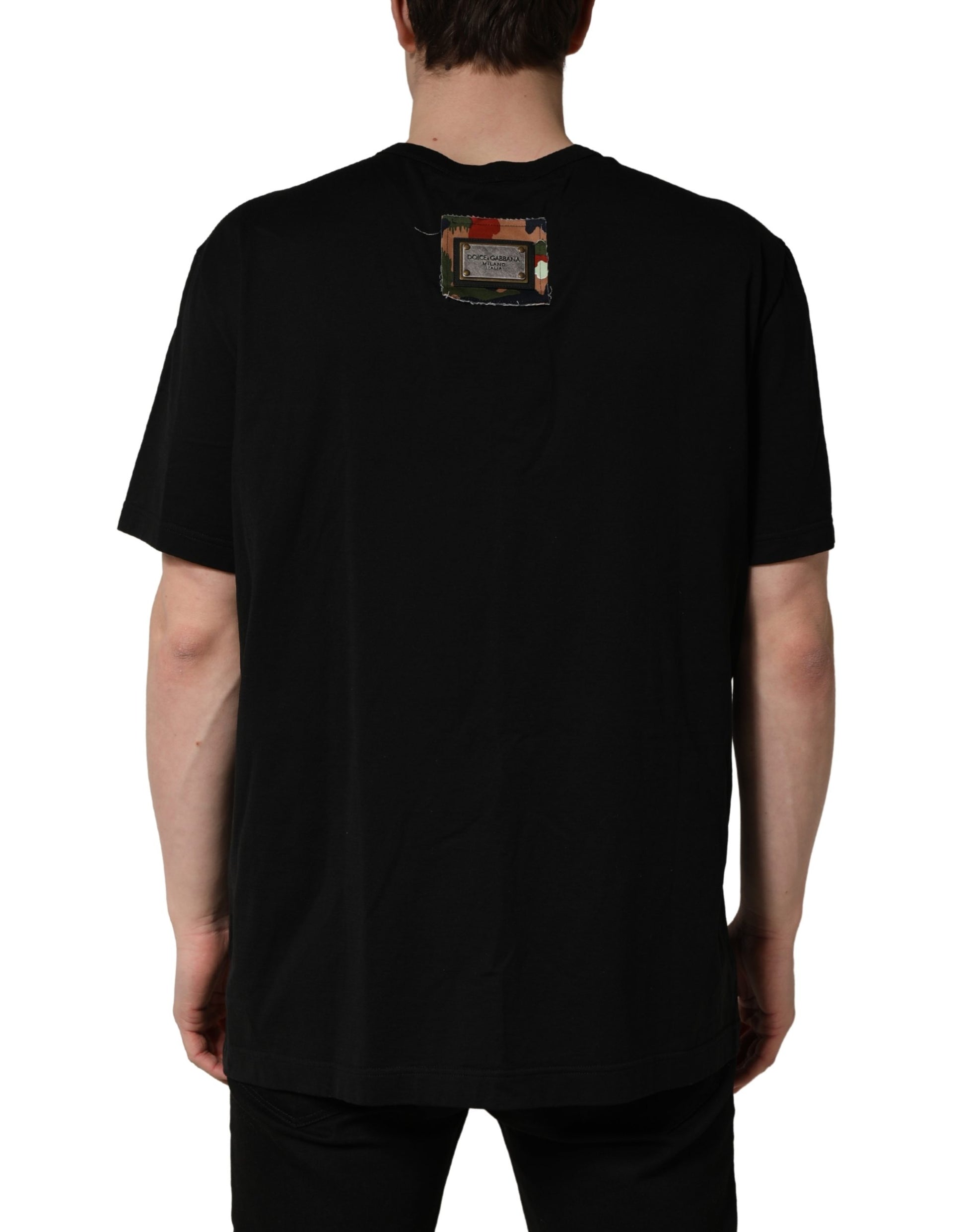 Black camouflage graphic crewneck t-shirt