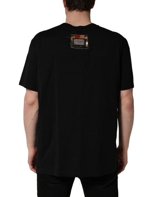 Black camouflage graphic crewneck t-shirt