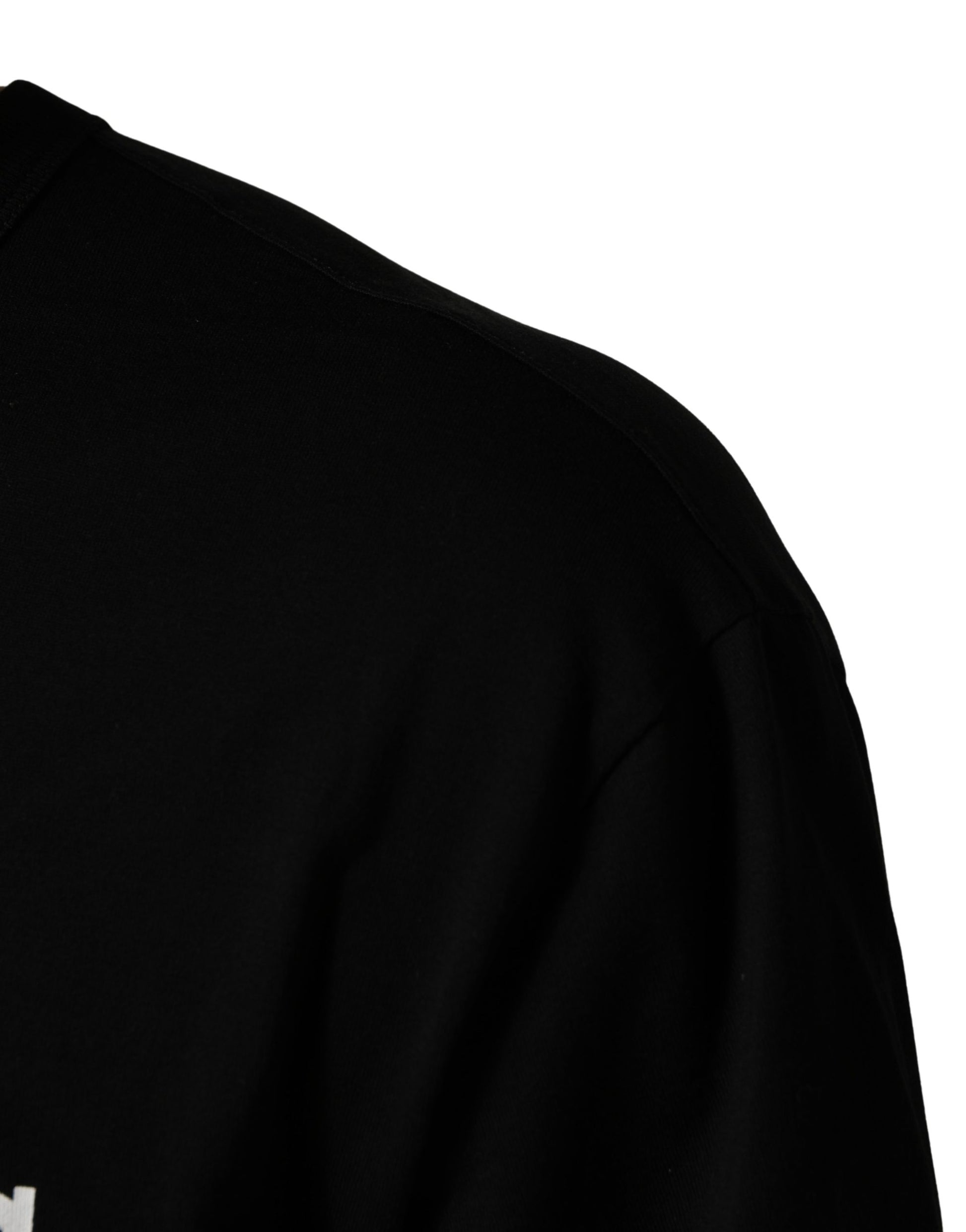 A black crew neck t-shirt with camouflage graphic