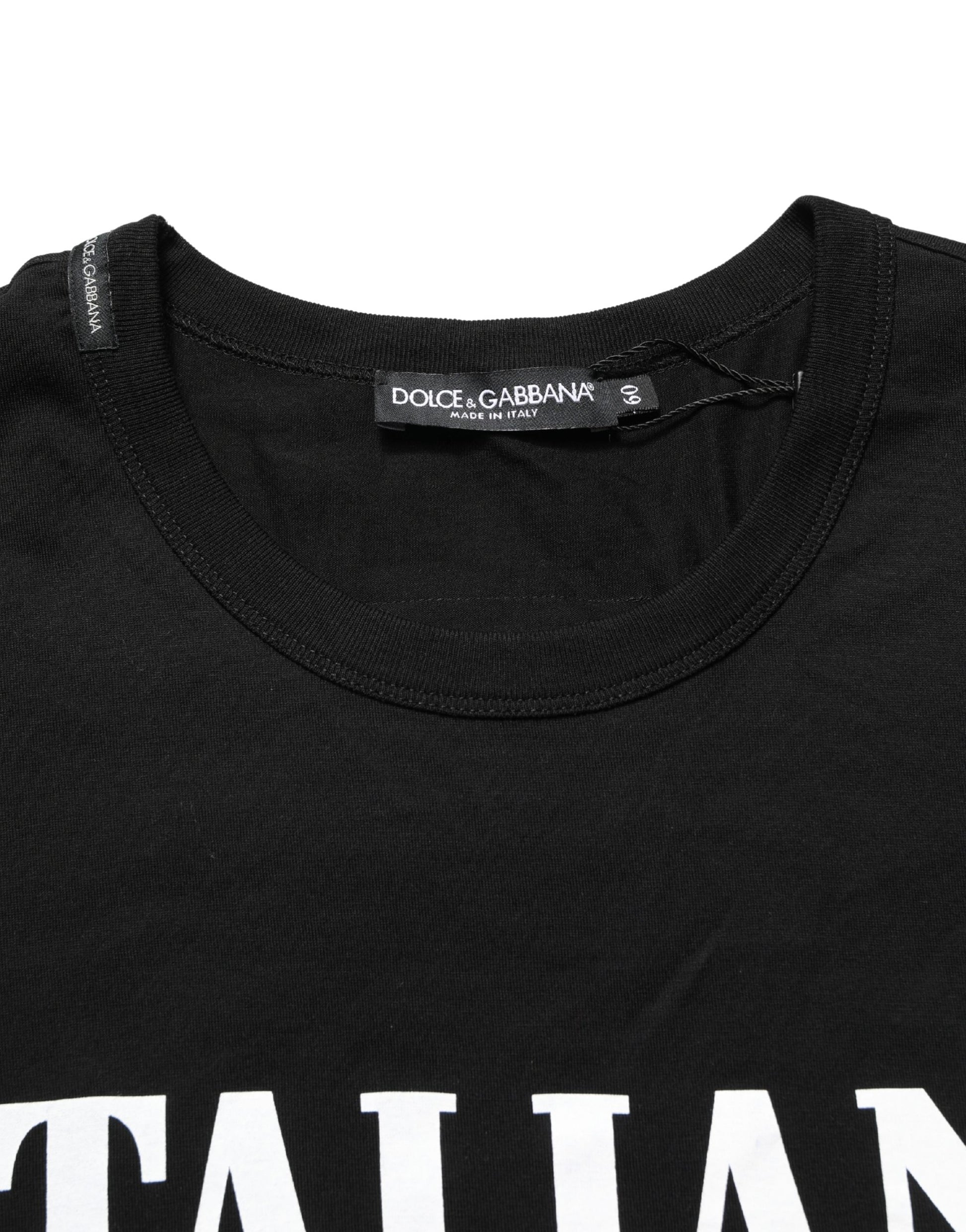 A black camouflage graphic crew neck t-shirt