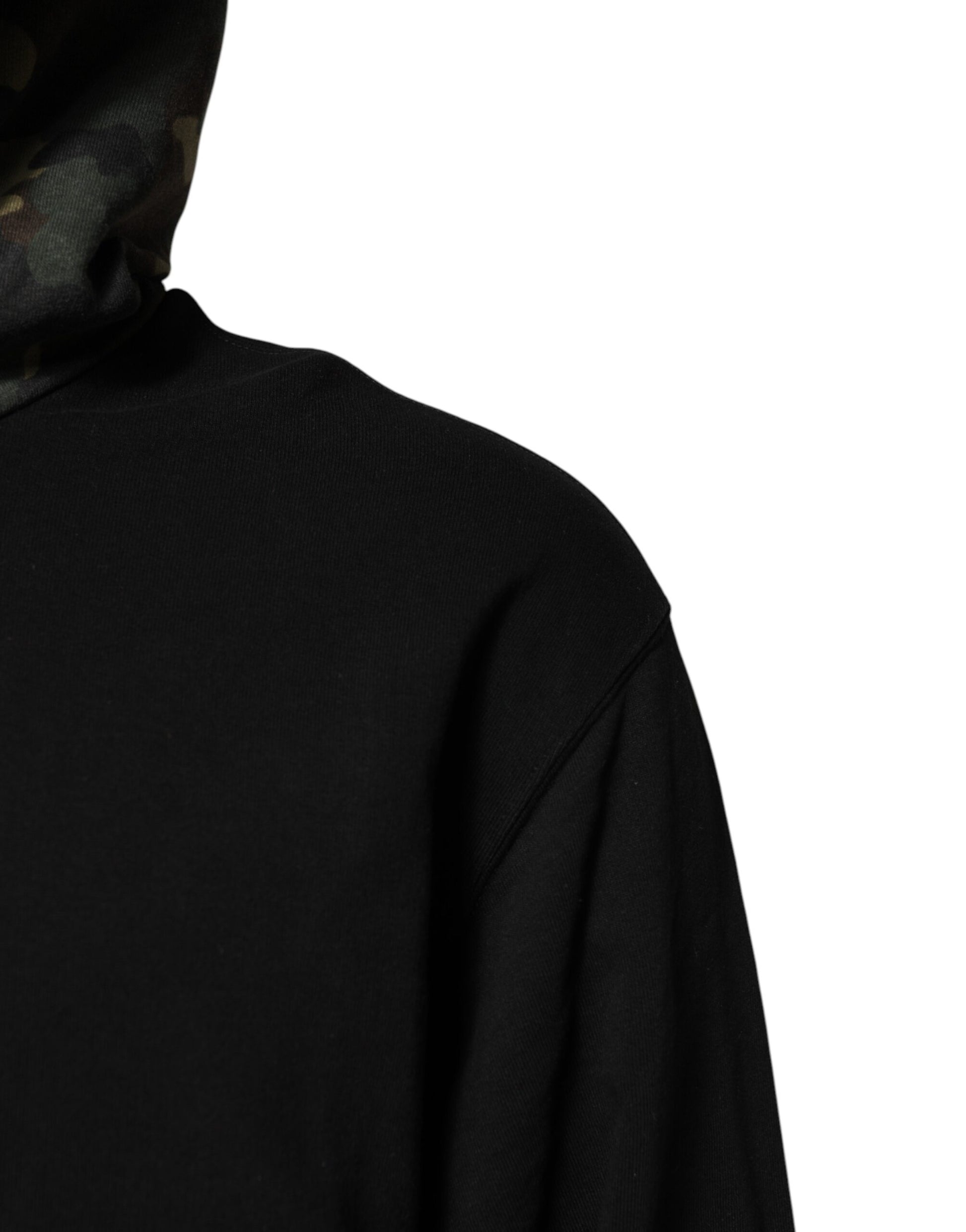 Black long sleeve sweater with hoodie