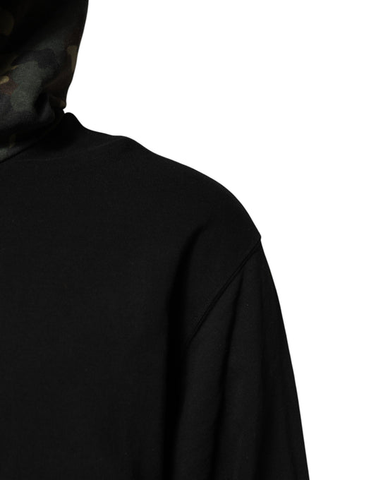 Black long sleeve sweater with hoodie