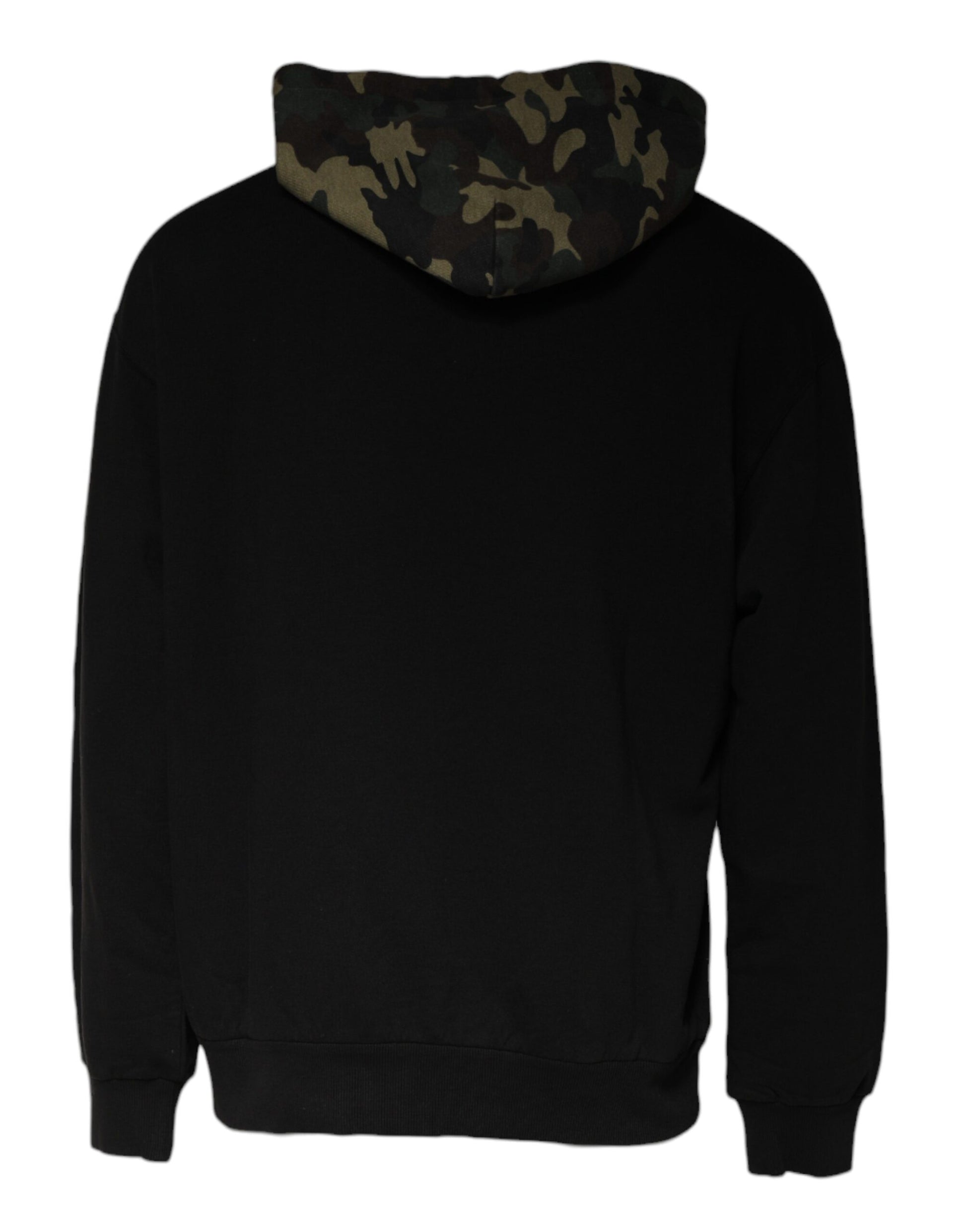 Black hoodie with camouflage pattern on front