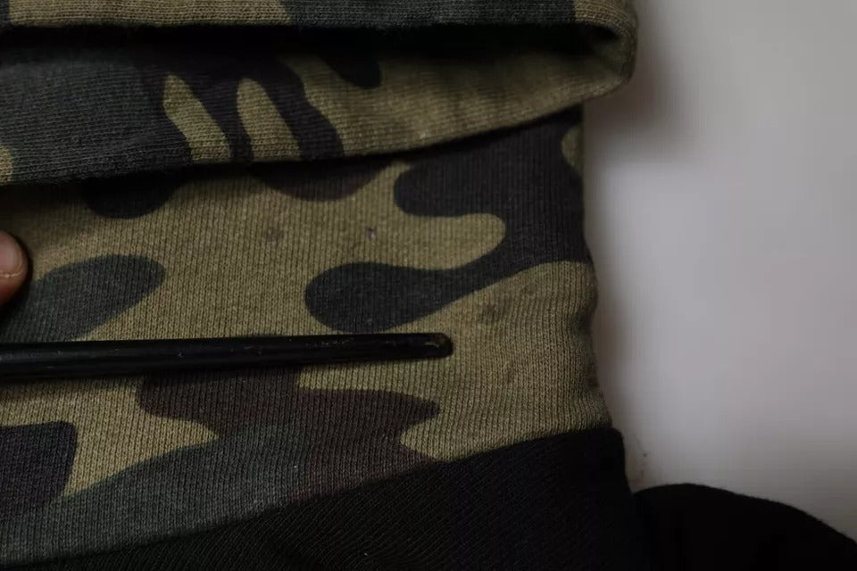 Camouflage fabric with black zipper