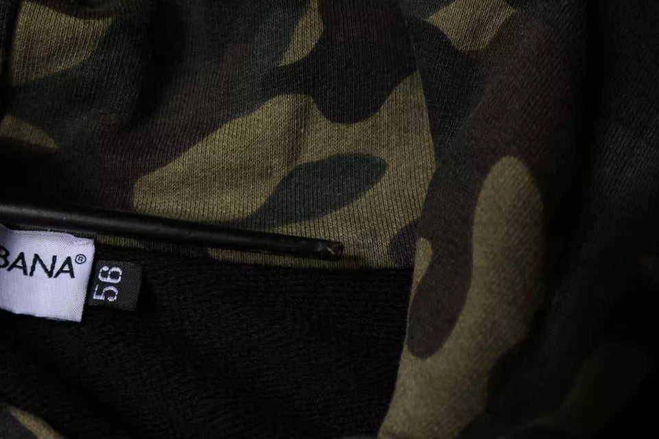 Camouflage fabric with tags on sleeve