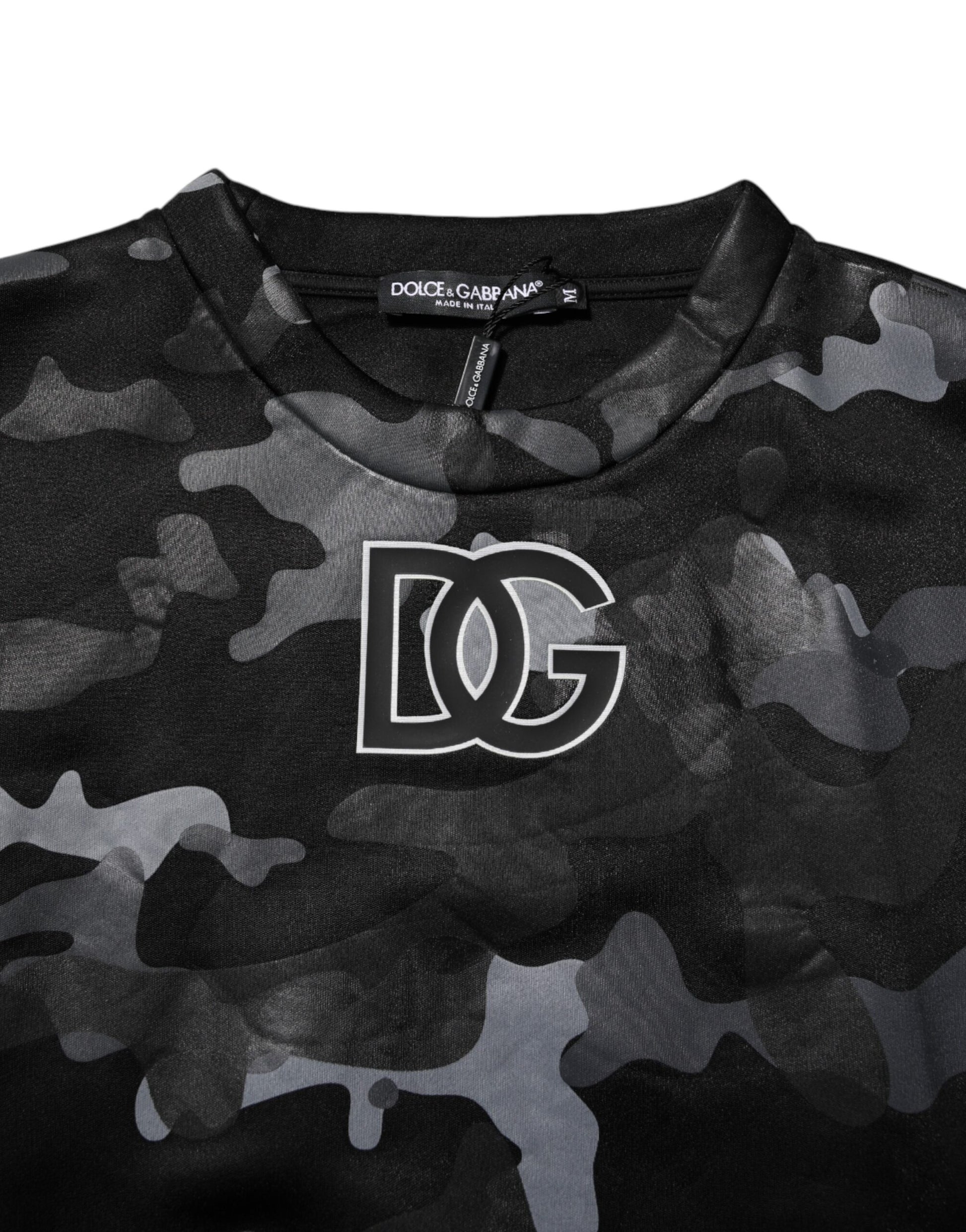 Camouflage athletic shirt with white logo