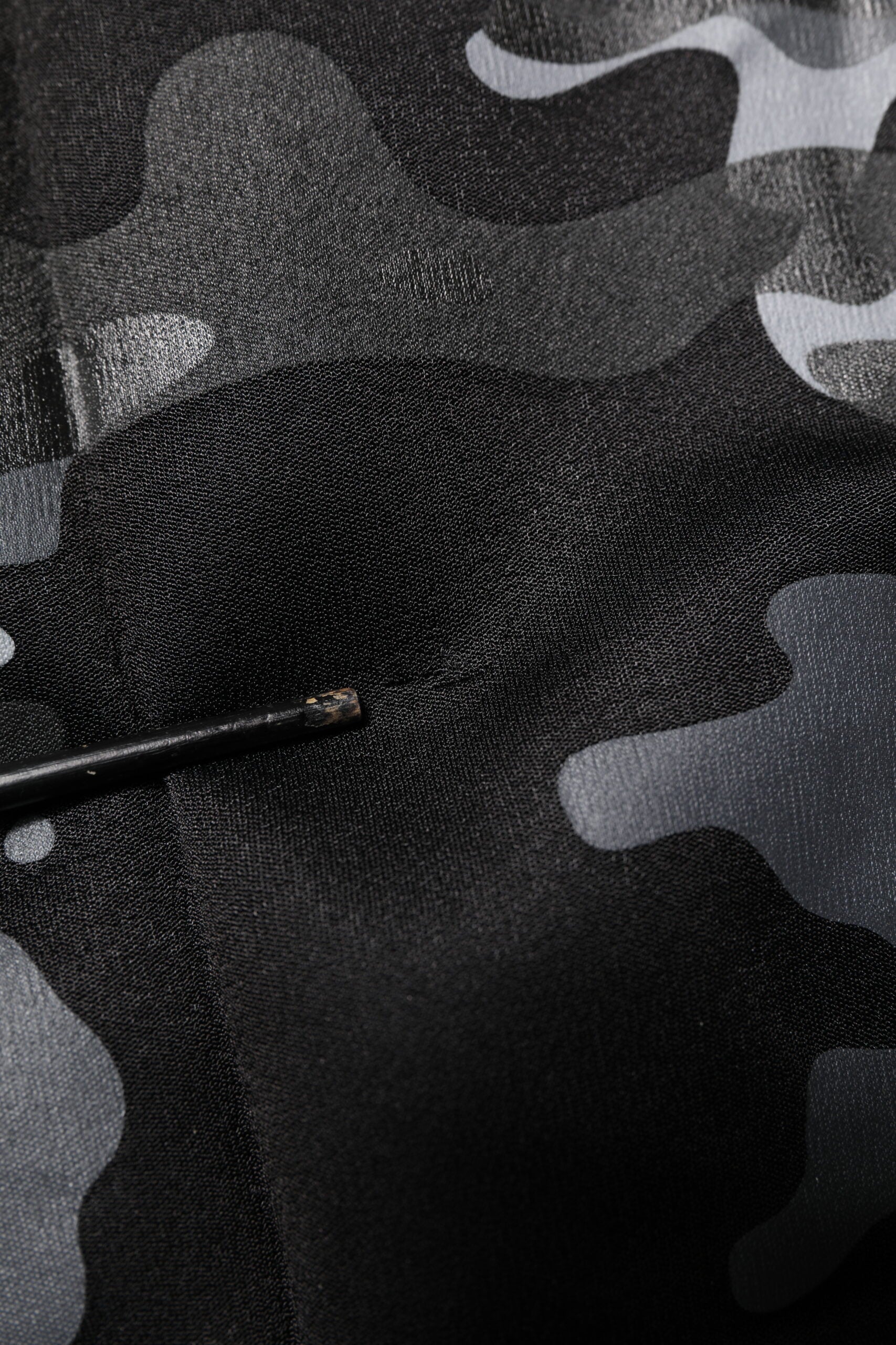 Camouflage fabric with black zipper