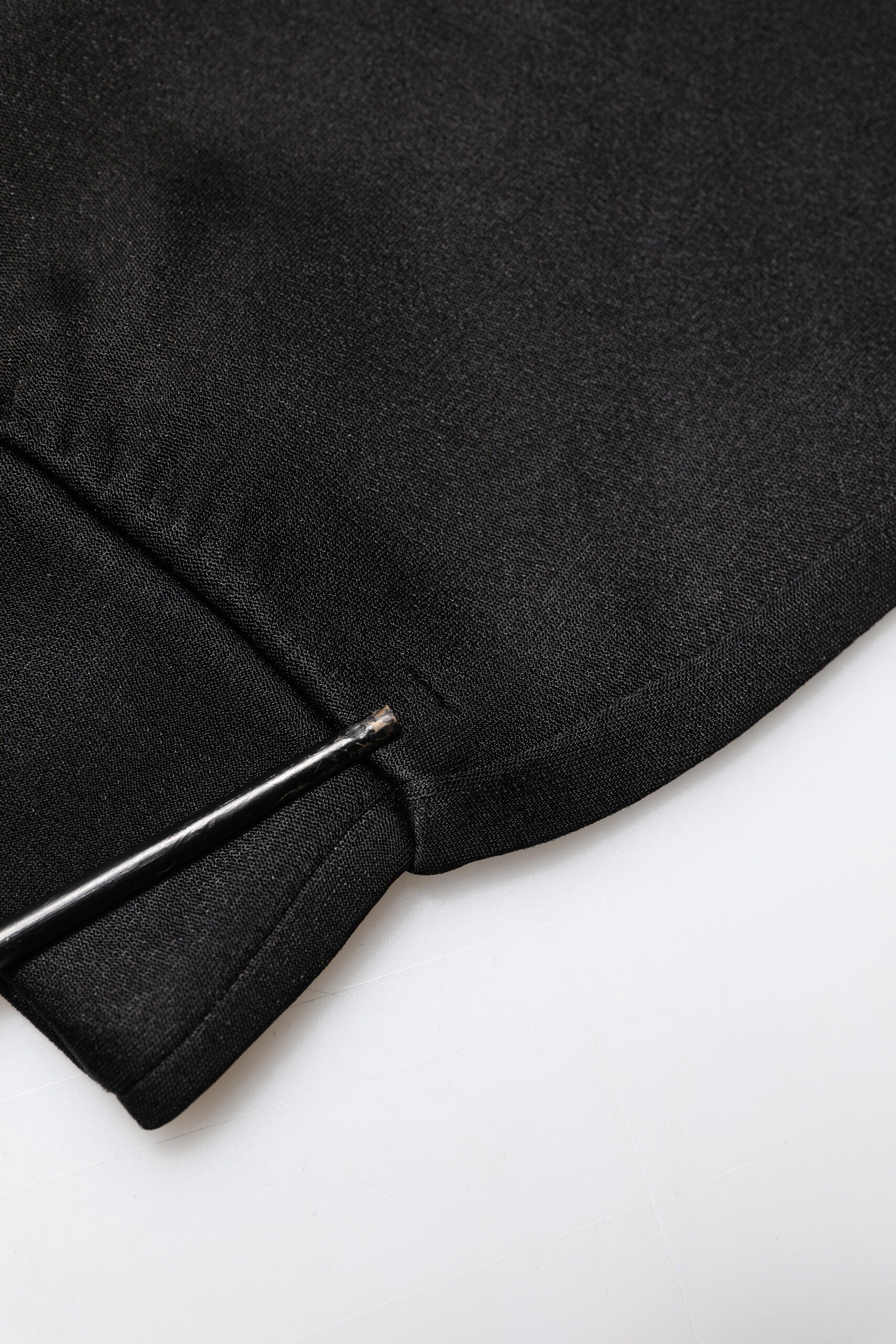 Black fabric with a seam