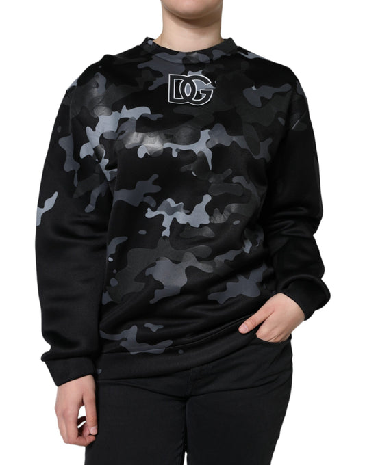 Camouflage sweatshirt with black sleeves
