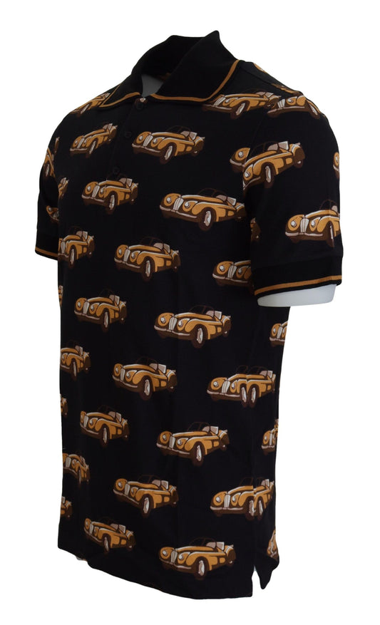 Black shirt with yellow taxi pattern