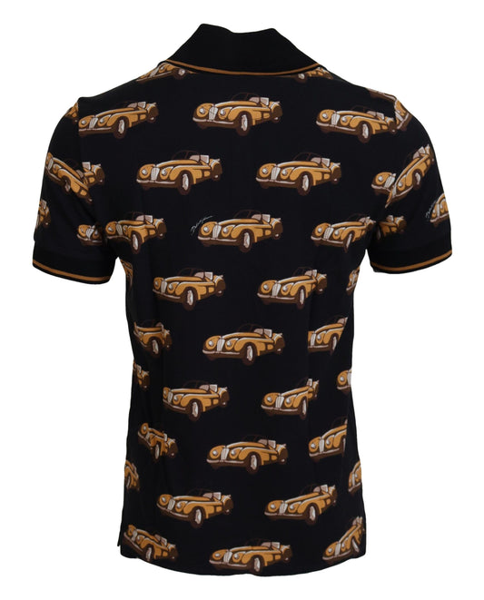 Black shirt with cars pattern