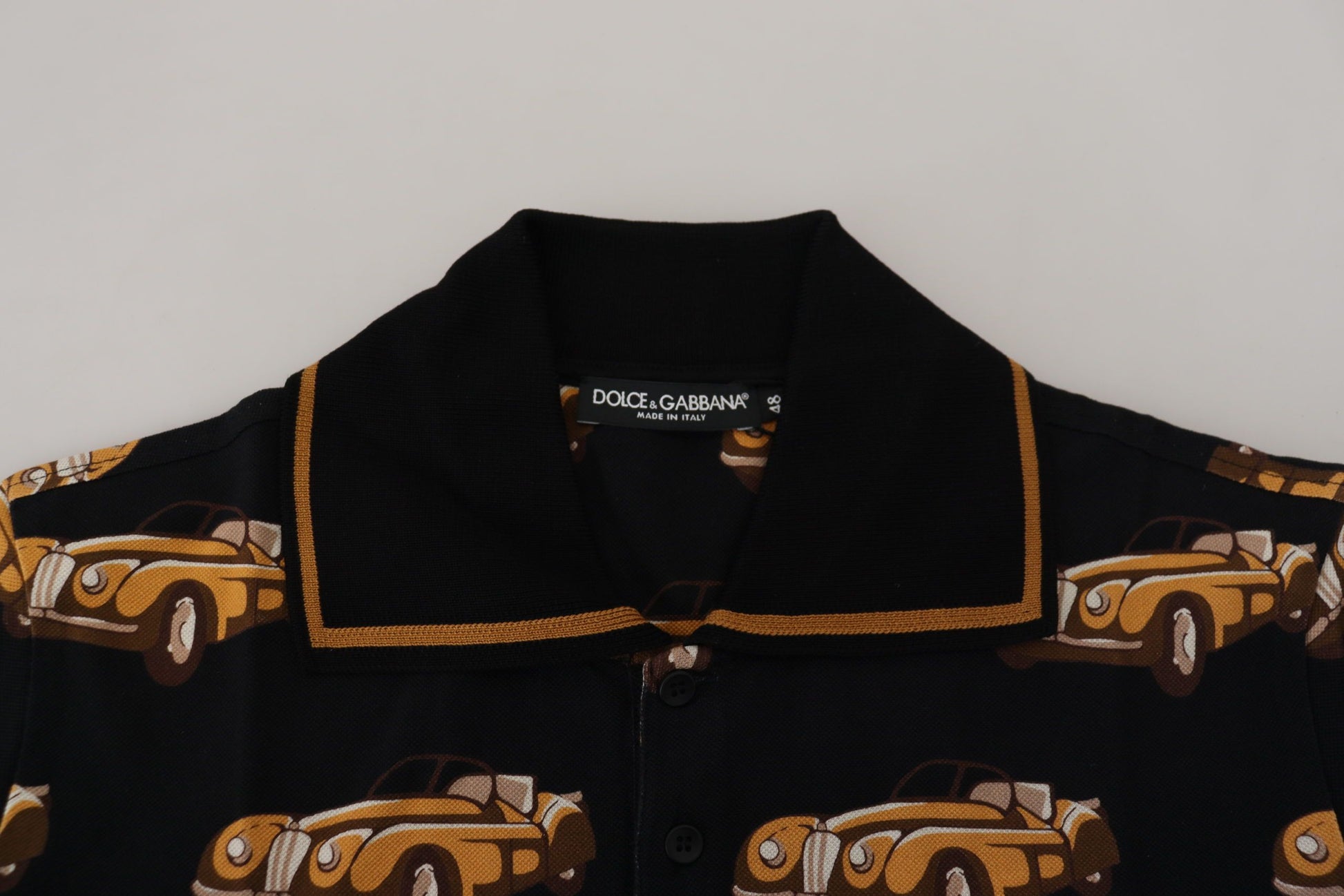 Black jacket with vintage car pattern