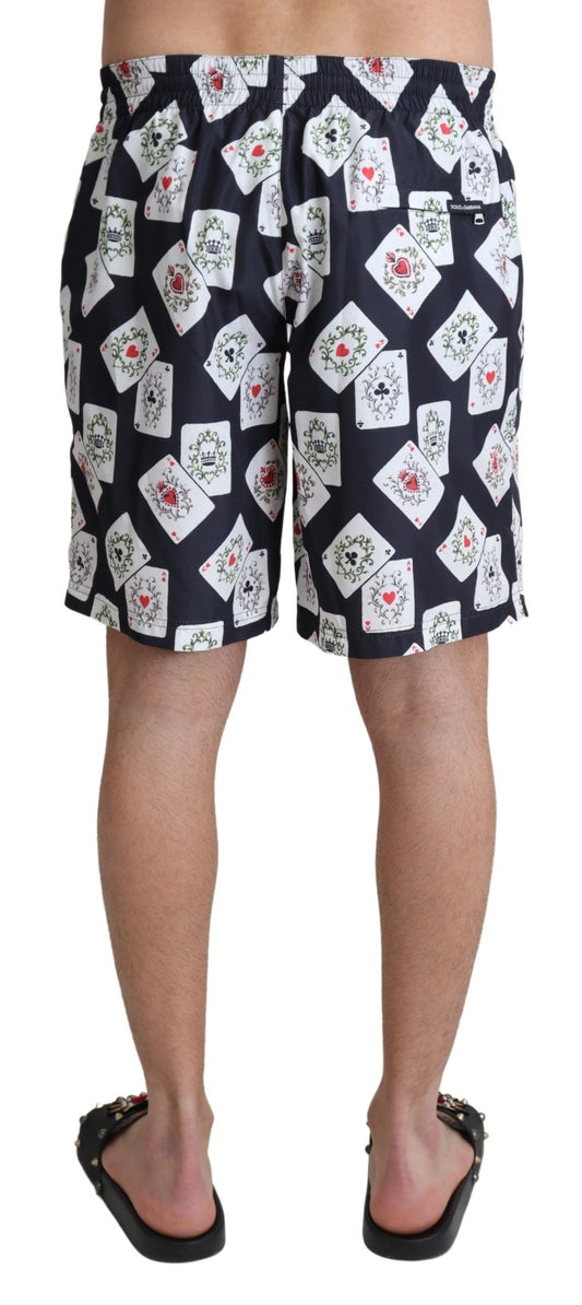 Pair of black shorts with white floral pattern