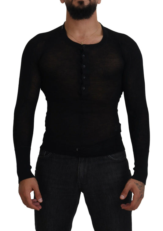 Man wearing black long sleeve shirt