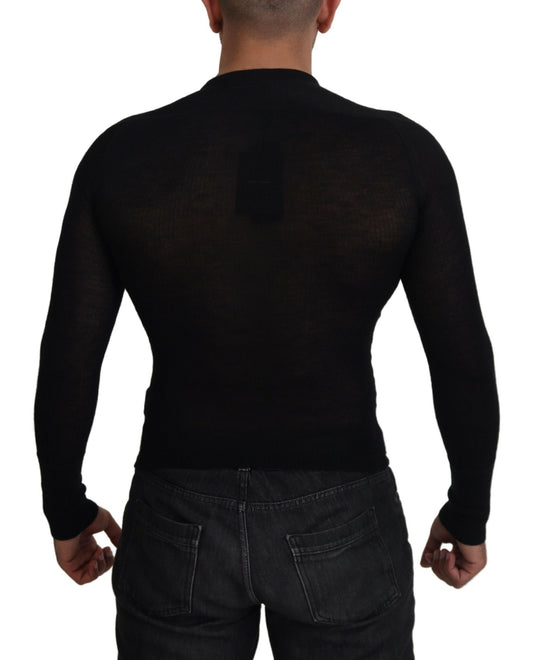 Man wearing black long sleeve shirt